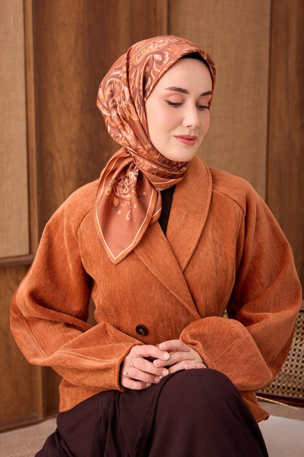 Twill Silk Scarf Ethnic Paisley Tile
