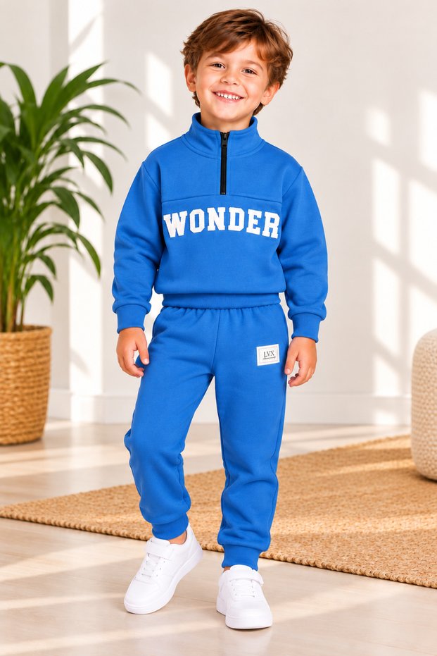 Winter 3 Threaded Yarn Half-Zip Top and Bottom Set (3-7 Years Old)