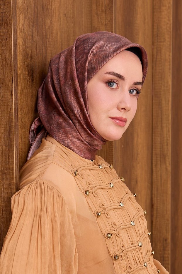 Twill Silk Scarf Batik Powder Mink