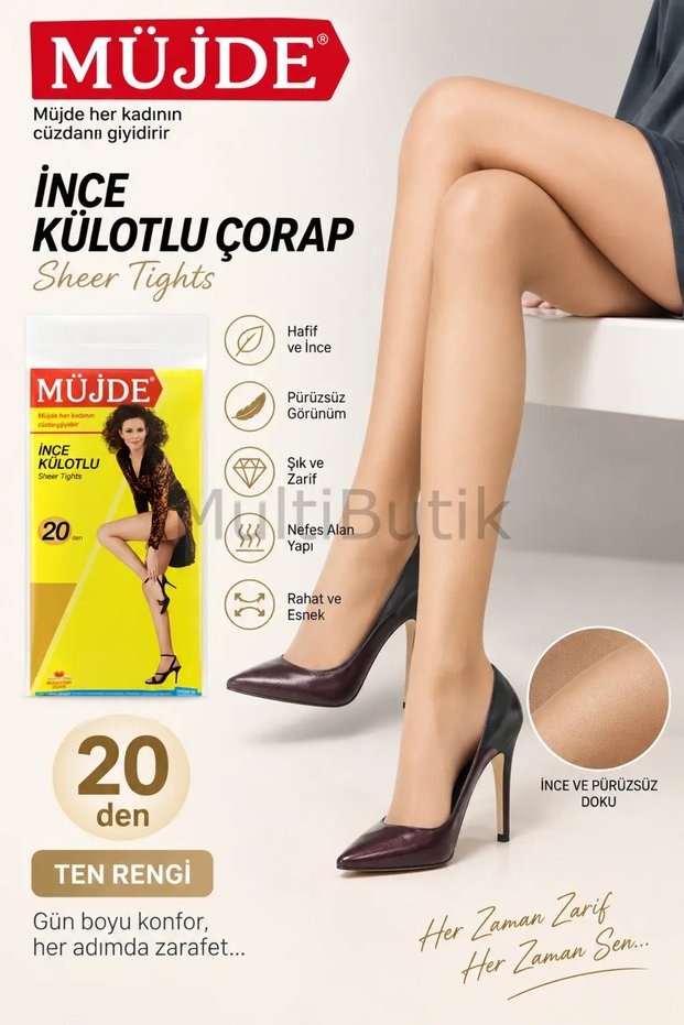 Women's Pantyhose 6-Pack 20 Den Thin Toe Reinforced Durable Matte --Skin - 1