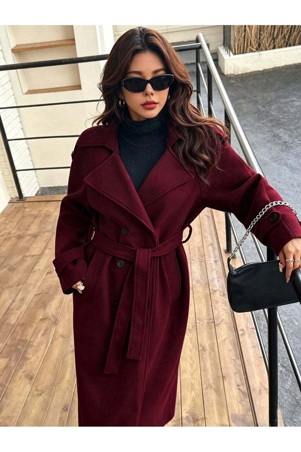 Long coat, cherry red