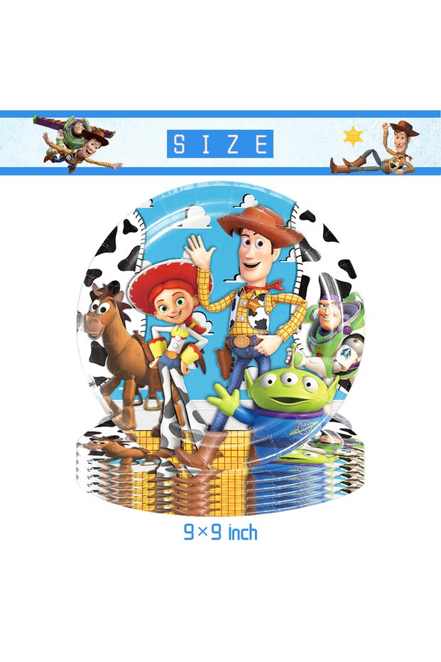 9inch plate-10PCS-1 Kids Birthday Decoration Disposable Tableware Toy Story Cups Plates Ballo