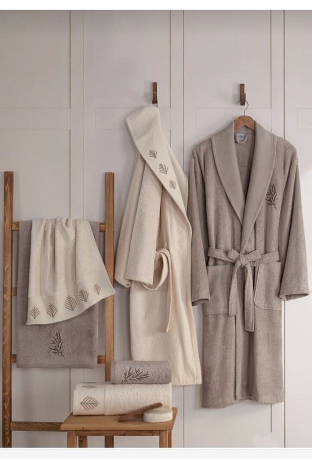 6 Piece 3D Embroidered Premium Bamboo Family Bathrobe Set (Contains 70% Bamboo Fiber)