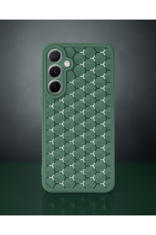 Samsung Galaxy A55 5g Case Honeycomb Silicone Cover - Dark Green