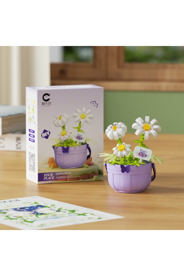 With box 7474 Christmas Gift Building Blocks - Creative Floral Basket Building, Fun Educational DIY
