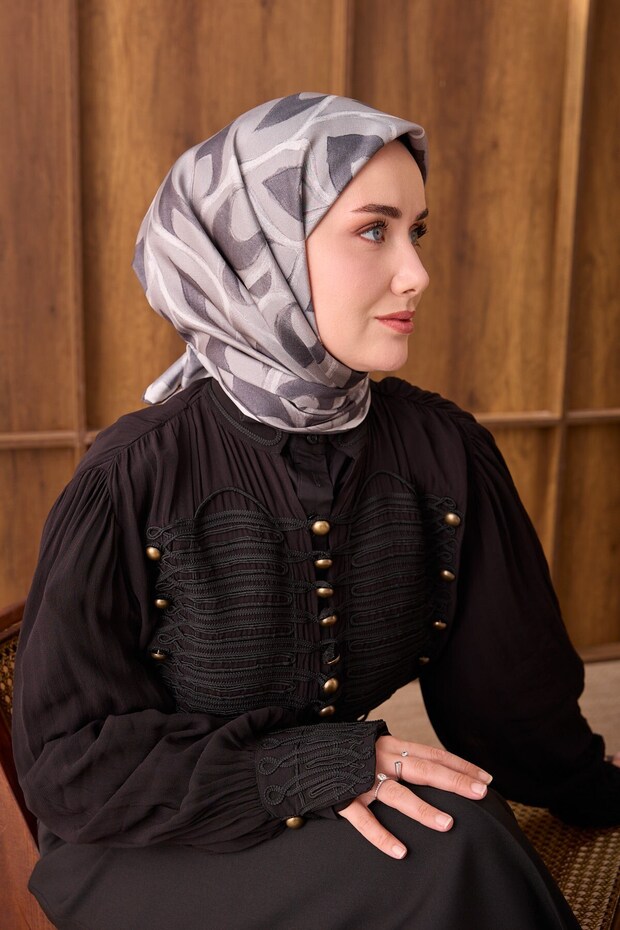 Twill Silk Scarf Aurelia Dark Gray