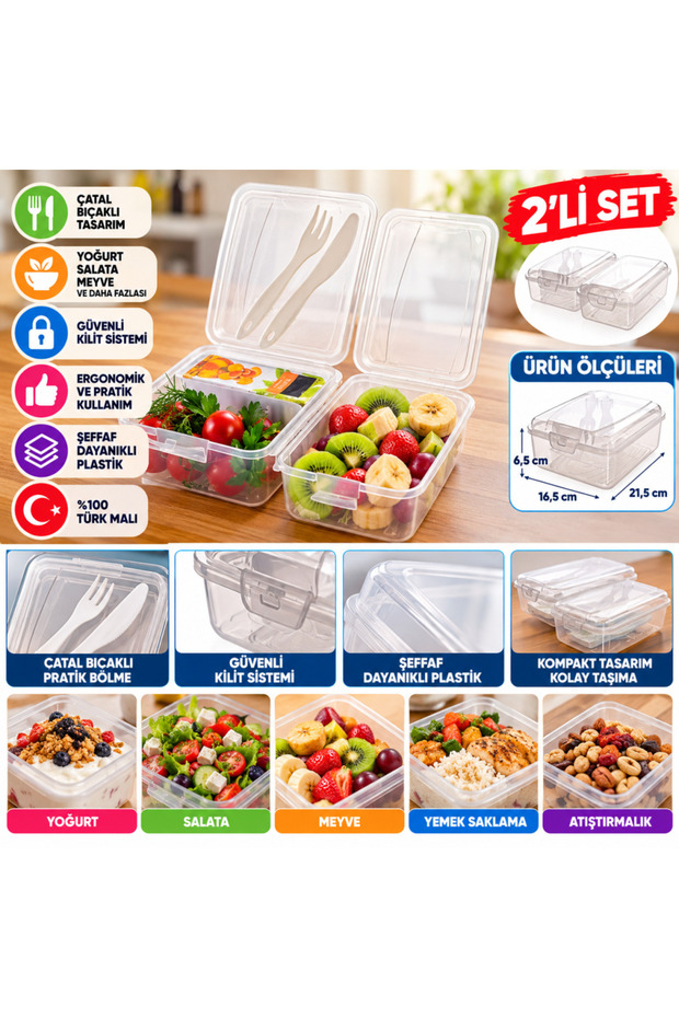 Ergonomic Assorted Cutlery Set with Practical Yogurt Storage Container.