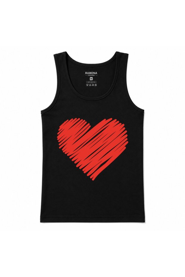 Scribbled Love – Red Hand Drawn Heart Graphic Print Men's Tank Top