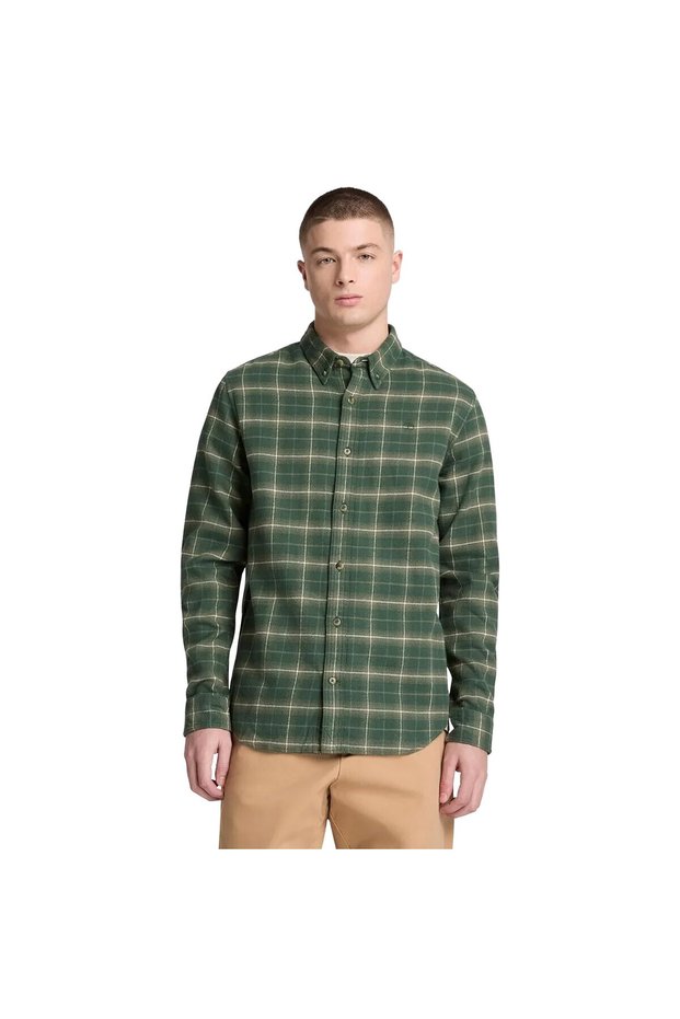 Bc0Yh89Aic1-R Flannel Check Shirt (Regular) Men's Shirt Green