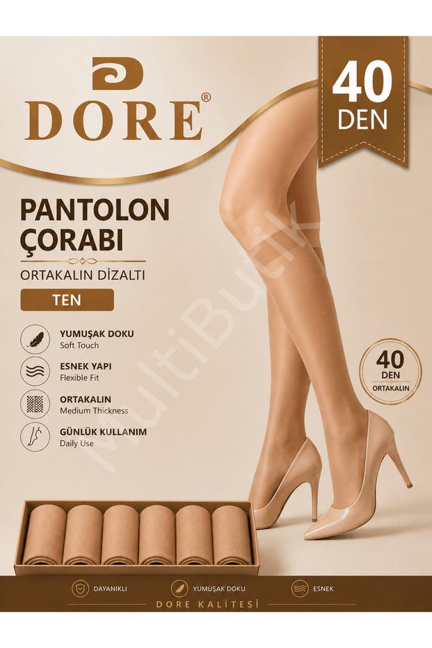 40 Den Medium Thick Knee-Length Pantyhose-Skin Color