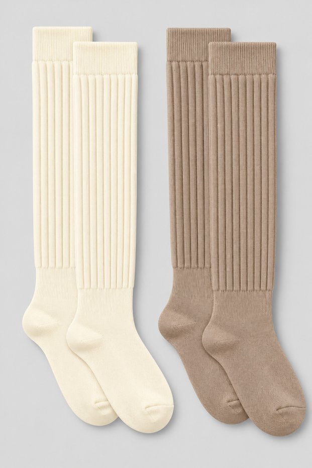 Women's 2-Pack Thick Ribbed Knitted Knee-High Socks