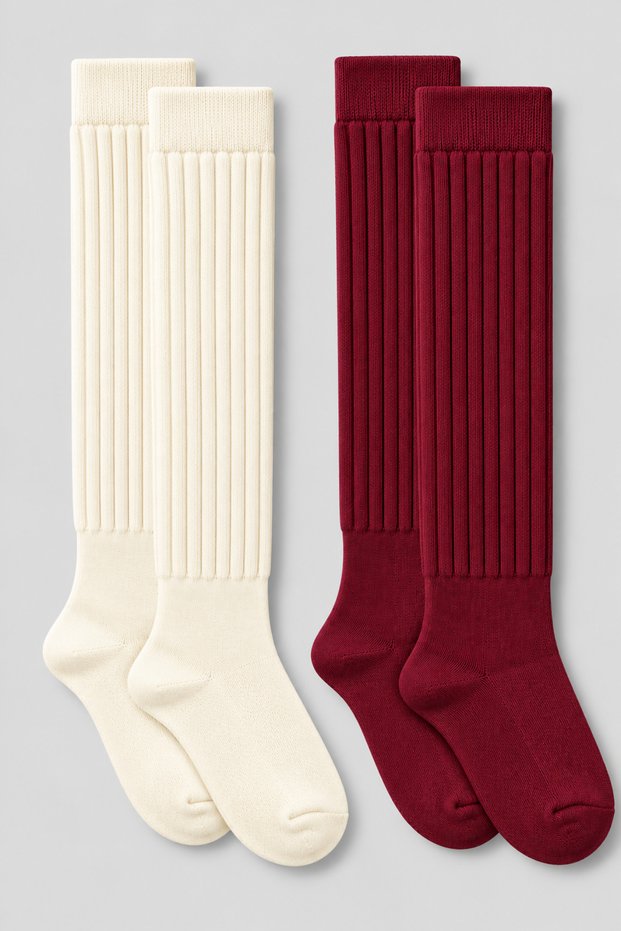 Women's 2-Pack Thick Ribbed Knitted Knee-High Socks