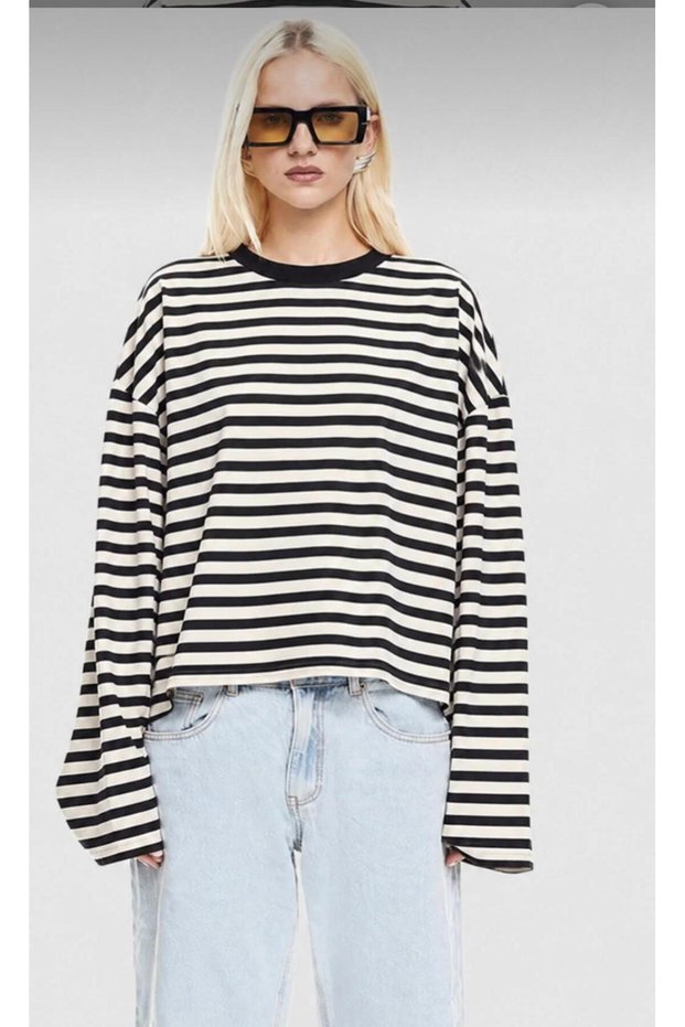 I Long Sleeve Striped Sweatshirt