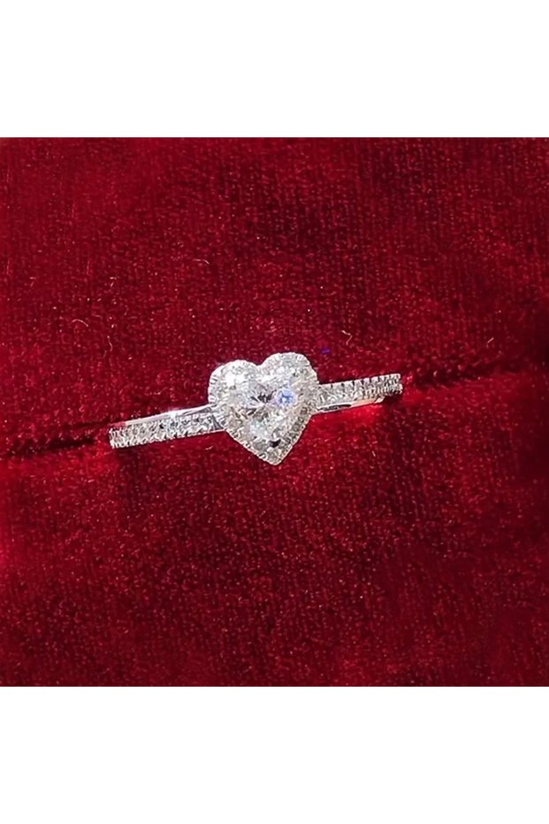 10 T0436 Huitan AA Heart Cubic Zirconia Wedding Rings for Women Luxury Silver Color Proposal Engagem
