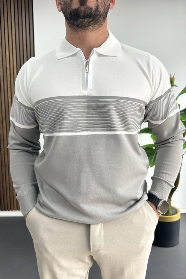 Men's Double Color Sweater Gray Edw527