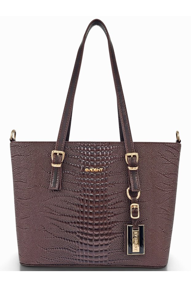 Brown, Iguana Patterned, Bucket Model, Adjustable Belt, Women's Shoulder Bag