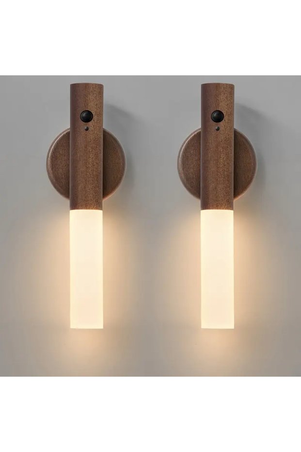 Walnut-2Pcs Smart Motion Sensor Night Light LED Rechargeable Magnetic Wall Lamp Portable for