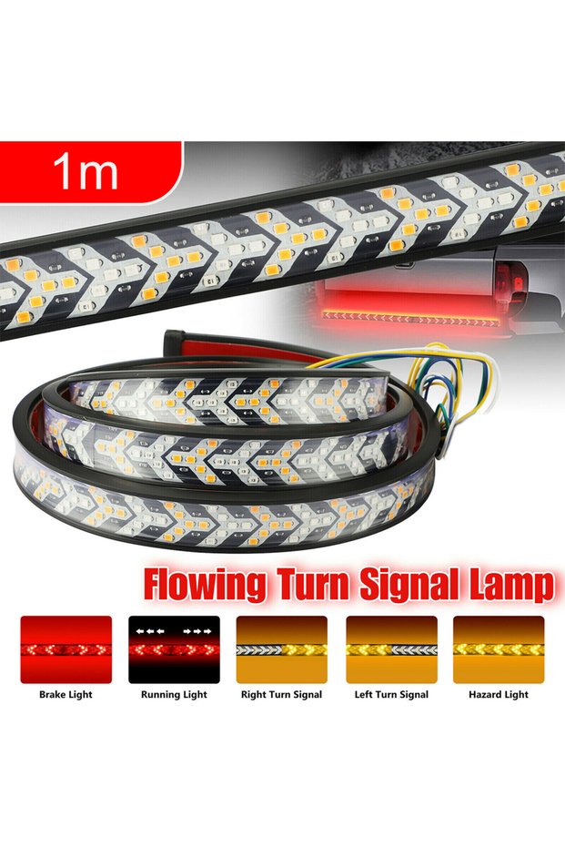 1m Car Truck LED Tailgate Light Strip Turn Signal Lamp Flowing Dynamic Warning Brake Reverse Tail Li