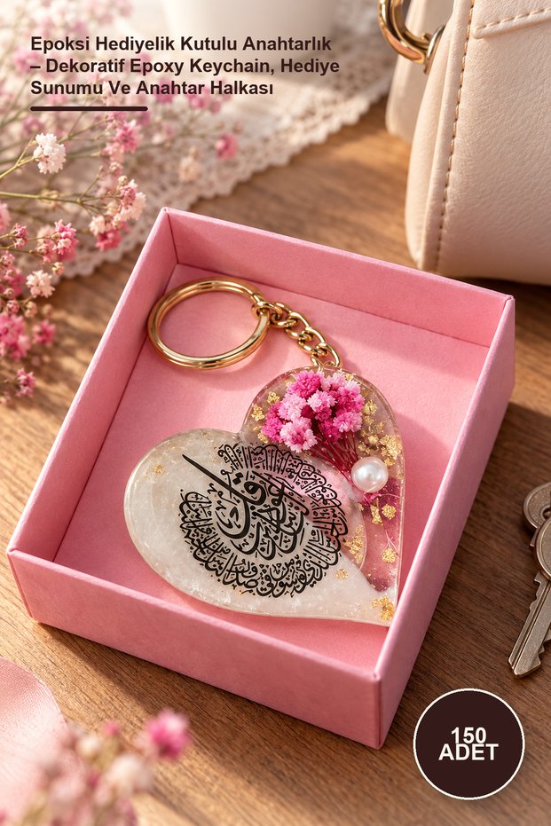 150 Pieces of Epoxy Gift Boxed Keychains – Decorative Epoxy Keychain, Gift Presentation and Key Ring