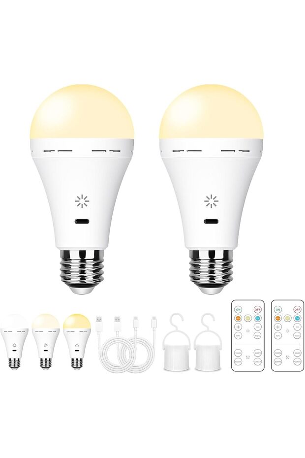 مصباح LED قابل لإعادة الشحن عبر USB مع جهاز تحكم عن بعد، 3 درجات حرارة لونية، قابل للتعتيم، يعمل بالبطارية