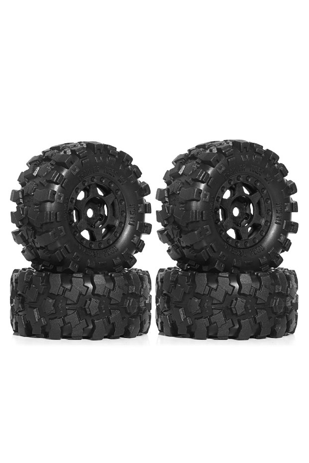 1set RED SPIDER 1.0 Beadlock Wheel Mud Tires Set Deep Dish Negative Offset For 1/18 1/24 RC Crawler