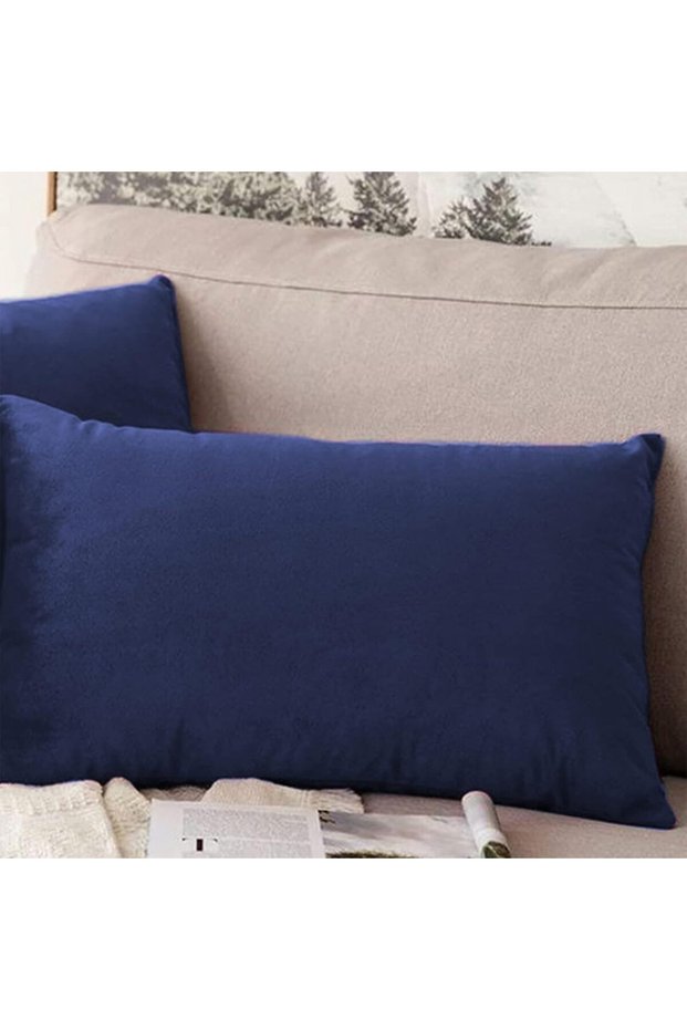 | 1 piece Rectangular Soft Velvet Decorative Cushions Solid Design - 50x30 cm - Dark Blue