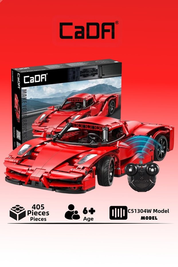 Red Blade Race Car 405 Piece Blocks 2.4Ghz Remote Control - Bluetooth Controlled Via Mobile App Bpa-Free Quality Abs Plastic Technical Building Blocks Toy Set