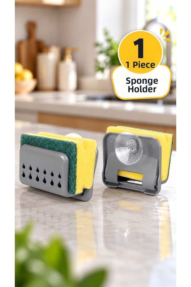 1 Sponge Holder (Sponge as a Gift) - Dishwashing Sponge Holder - with Strong Suction Cup - 1 Double Layer Sponge with Gift