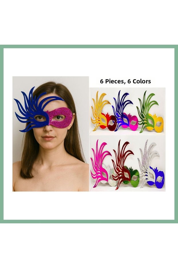 6& # Set of 39 Colorful Prom Masks |   Cardboard & Rubber (Adult-Child Compatible) Bsk2026