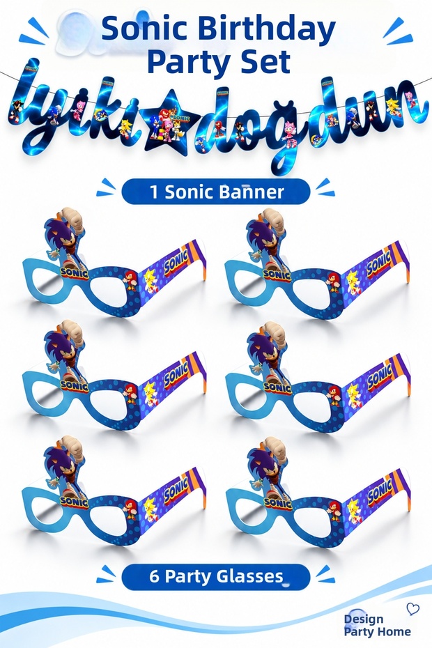 Birthday Decoration Set Happy Birthday Banner and 6 Pcs Party Glasses