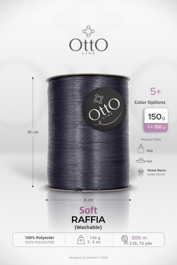 Soft Raffia • Navy Blue(G12) • 150Gr/200M • Plastic Washable Raffia • Bags, Hats, Home Decor