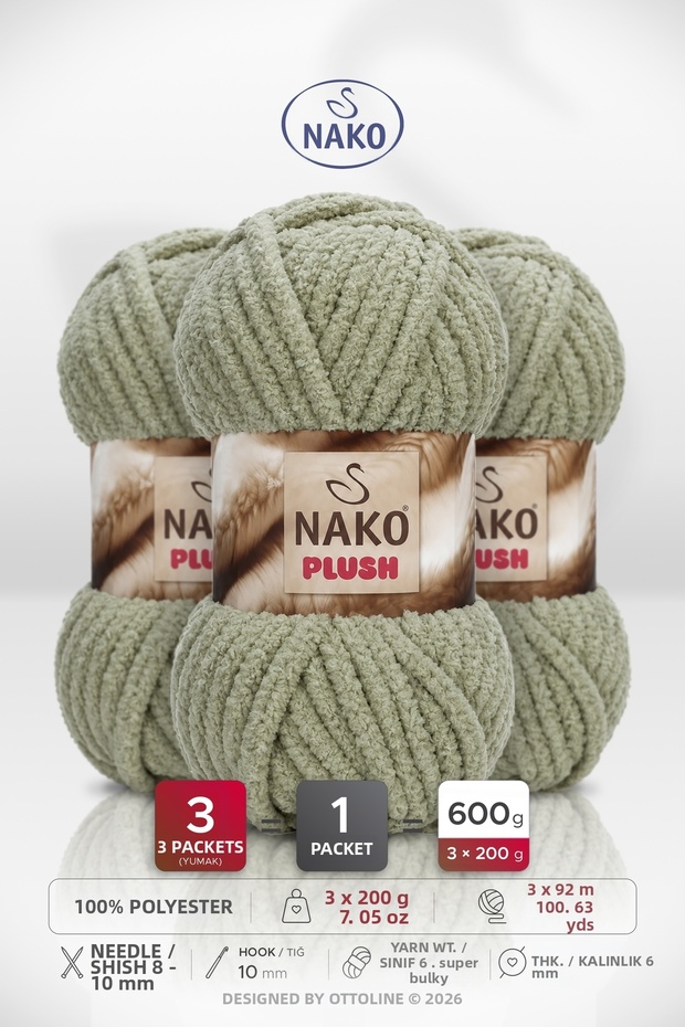 Plush • Light Green(14678) • 200Gr/92M • Scarf, Beanie, Blanket, Home Decor Rope