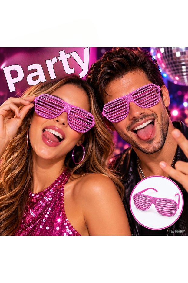Concepta Silver Detailed Pink Blinds (132343) Party Glasses