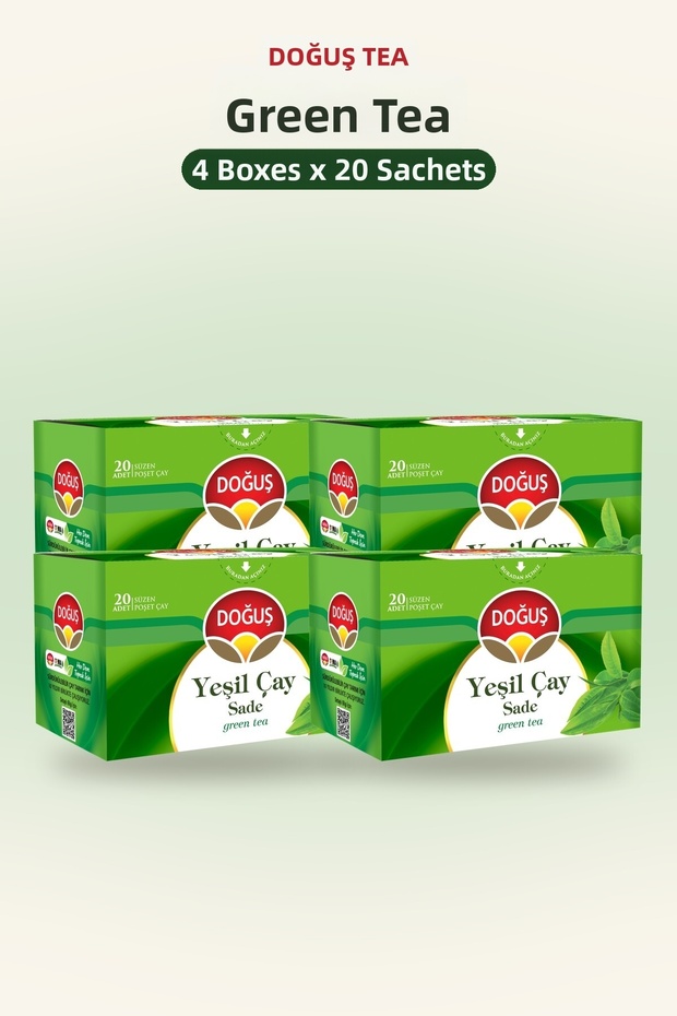 Green Tea, 20 Tea Bags x 4 Boxes (80 Tea Bags) - Doğuş Green Tea 80 Tea Bags
