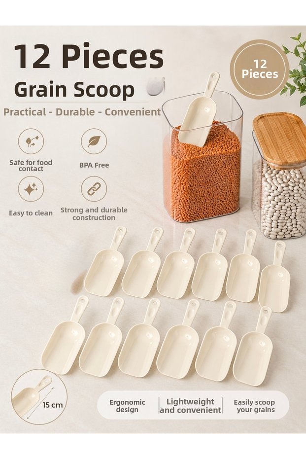 12-Piece Measuring Scoop Set for Spices, Legumes, Flour, Sugar, Detergent, Legumes Scoop