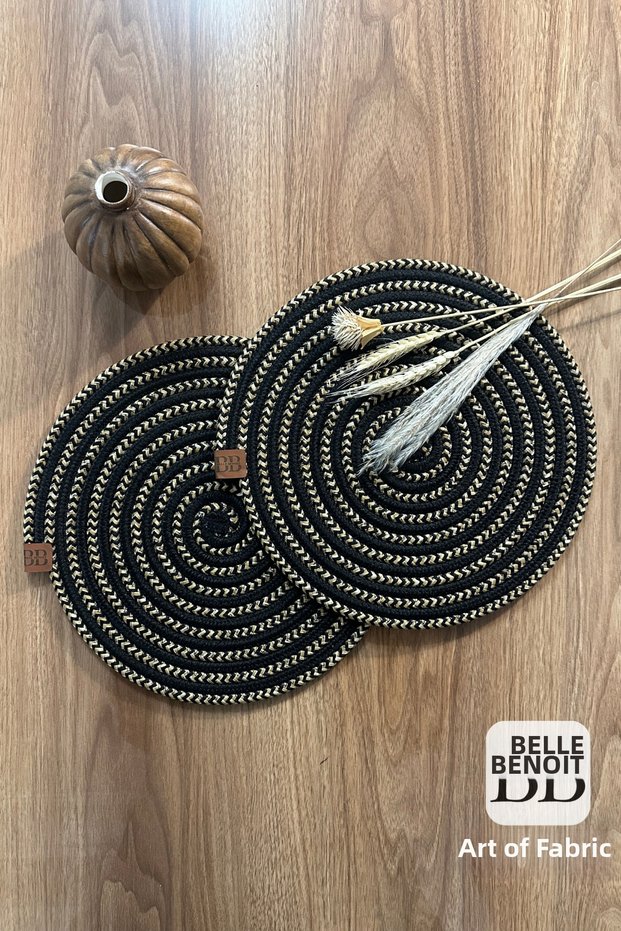 Set of 2 Handmade Wicker Jute Plates, Bohemian Luxury Quality Plate, American Service Plate Set Diameter 33 Cm.