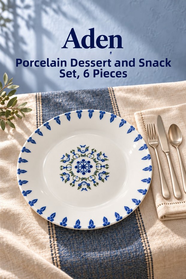 Aden 6-Piece Porcelain Cake and Dessert Set