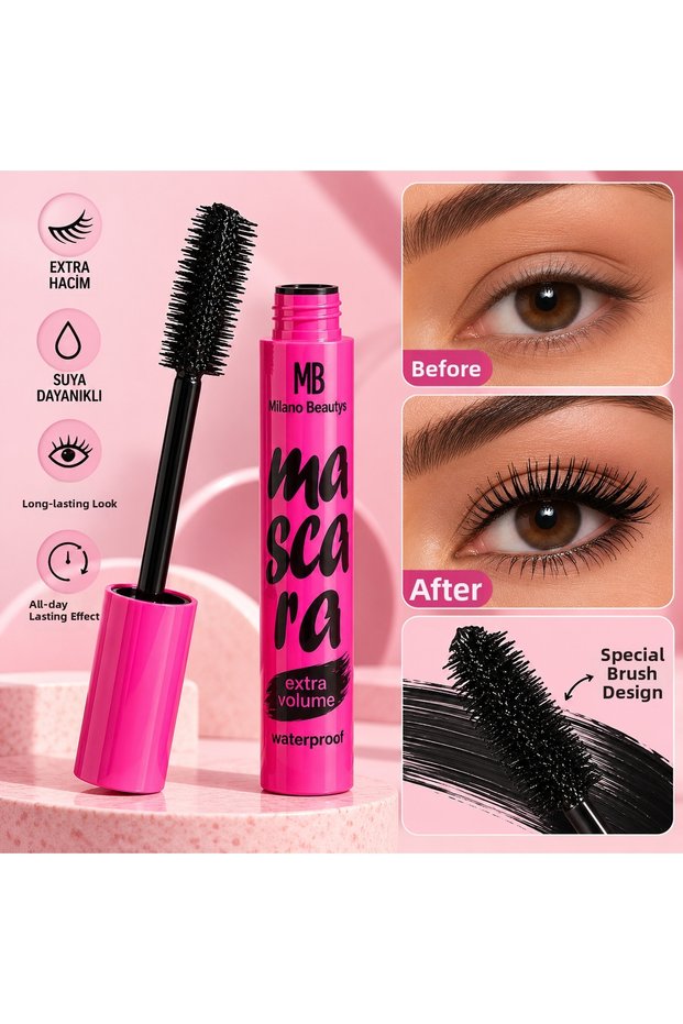 Extra Volume Waterproof Black Mascara – Volumizing, Waterproof Mascara That Enhances Eyelashes