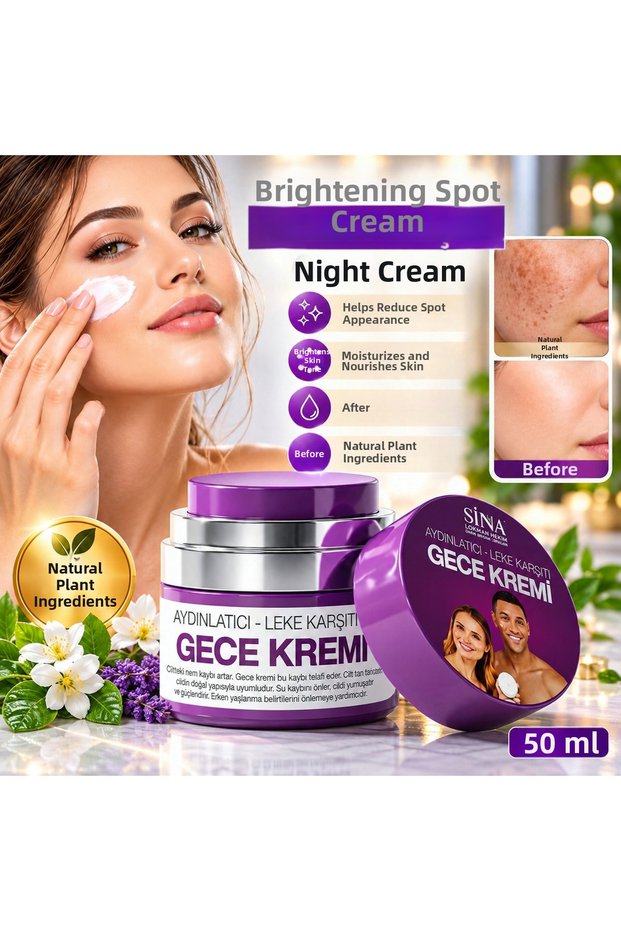 Brightening Cream, Night Cream, Facial Care Cream, Skin Care, Moisturizing Cream, Anti-Spot Cream, Brightening Night Cream, 50 ml Cream