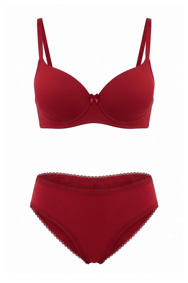 Burgundy Micro Flat Push up Underwear Set Thmaw27Cc00037