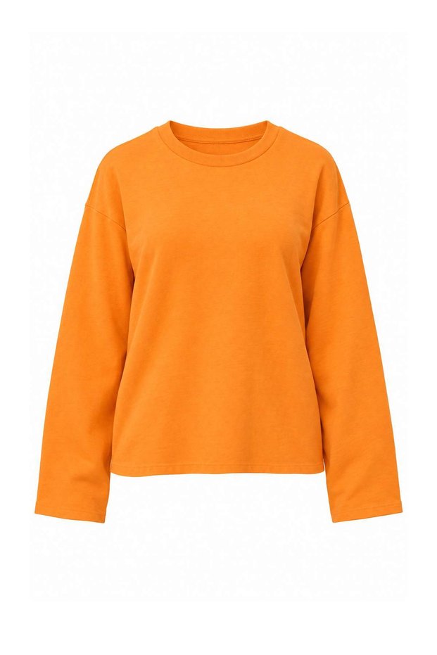 Turuncu Pamuklu Ön ve Arka Slogan Baskılı Kol Yıldız Baskılı Oversize Örme T-Shirt TWOAW27TS00072