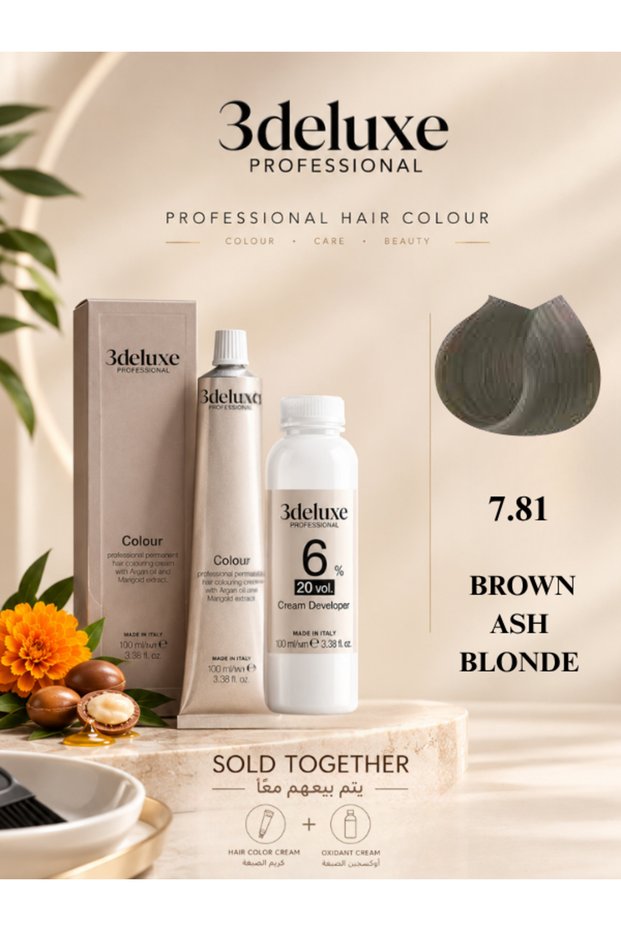 Hair Color Cream & Cream Developer 20 vol.(6%) – 100 ml Each Brown Ash Blonde 7.81