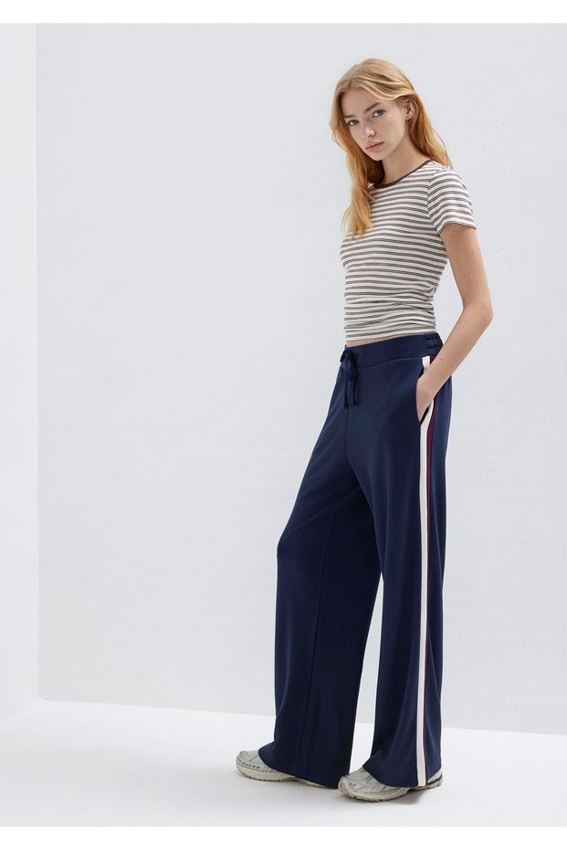 Navy Blue Sweatpants with Stripe Detail 1011061-82458