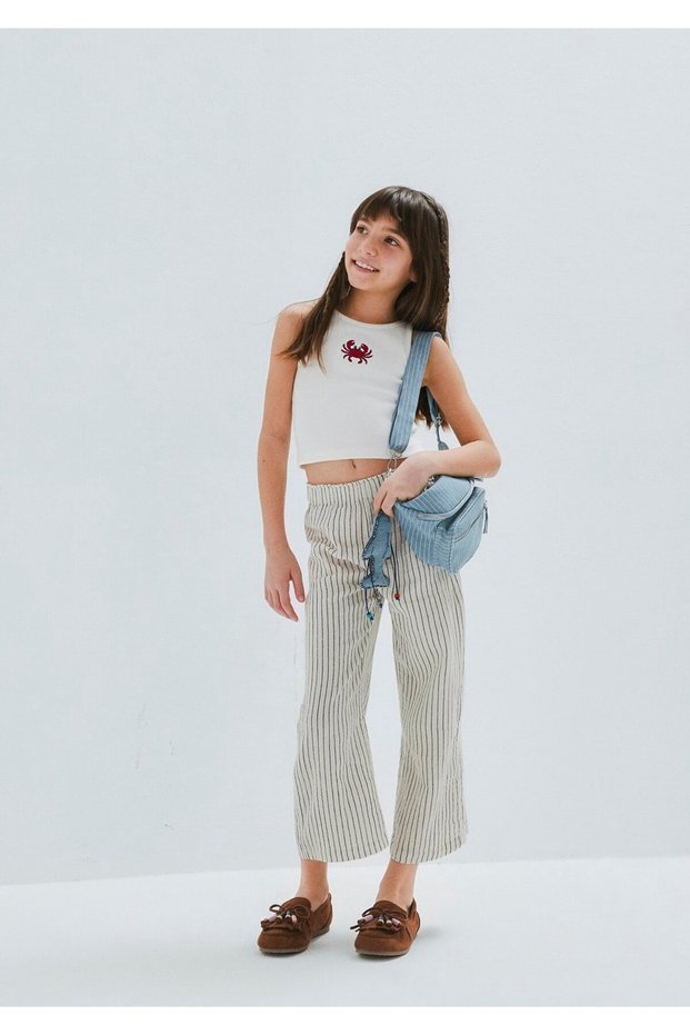 Ecru Striped Trousers 7010052-70057