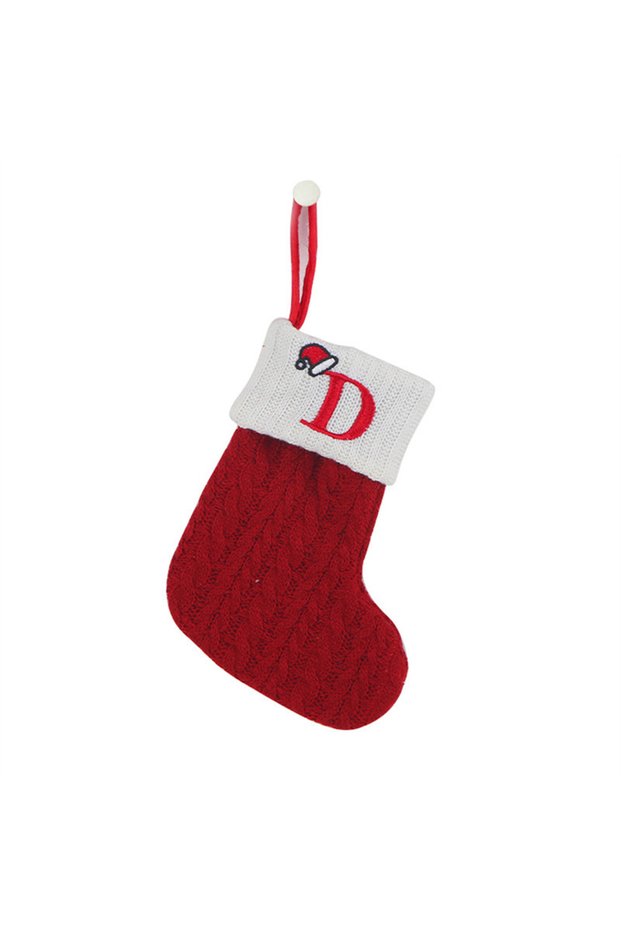 as picture D Christmas Socks Knitting Snowflake Letter Stocking Christmas Decoration For Home 2024 X