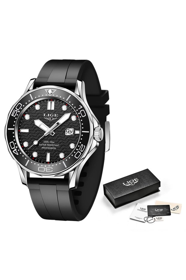 Silver black 2026 New Business Mens Watches Top Brand Luxury Dive Watch For Men Waterproof