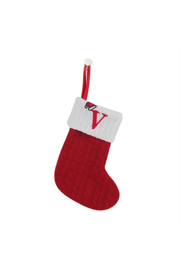 as picture V Christmas Socks Knitting Snowflake Letter Stocking Christmas Decoration For Home 2024 X