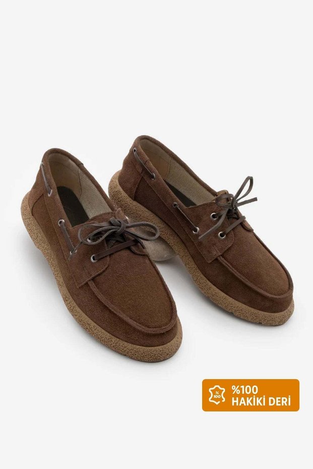 Women's Genuine Leather Lace-Up Loafer Casual Shoes Enita Brown Suede