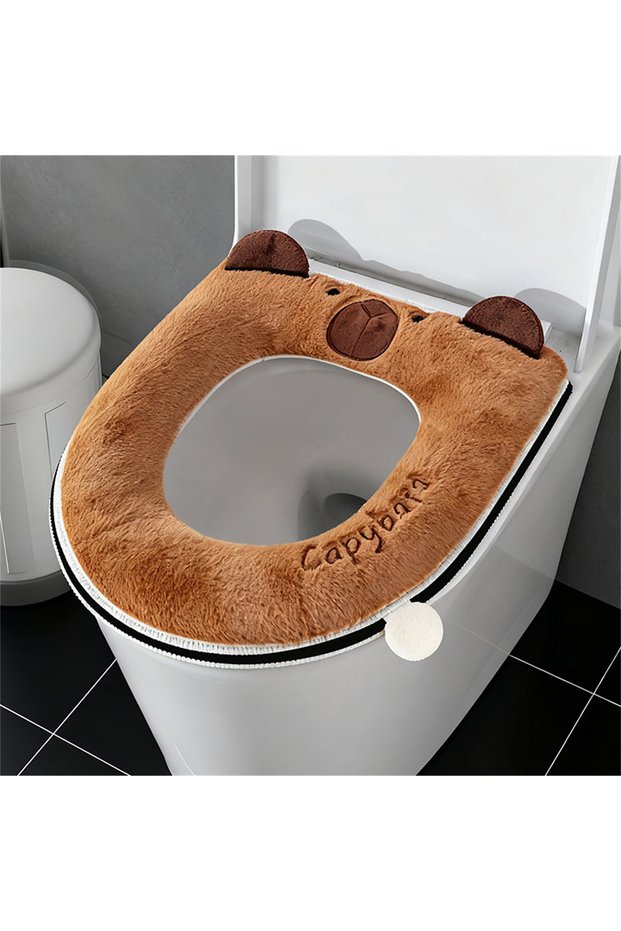 kaqise Home new cartoon toilet cover plus velvet toilet seat cover thickened zipper cartoon toilet m