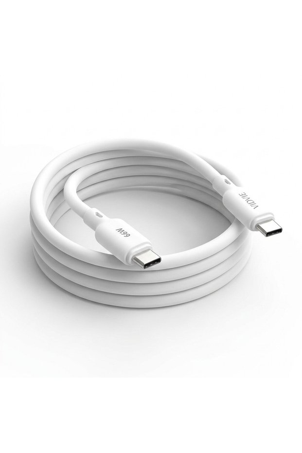 CB4059C&C 66W USB-C to USB-C Fast Charging Data Cable 1m, Liquid Silicone Type-C Charge and Sync Cord for Phones, Tablets, Laptops and Power Banks - White